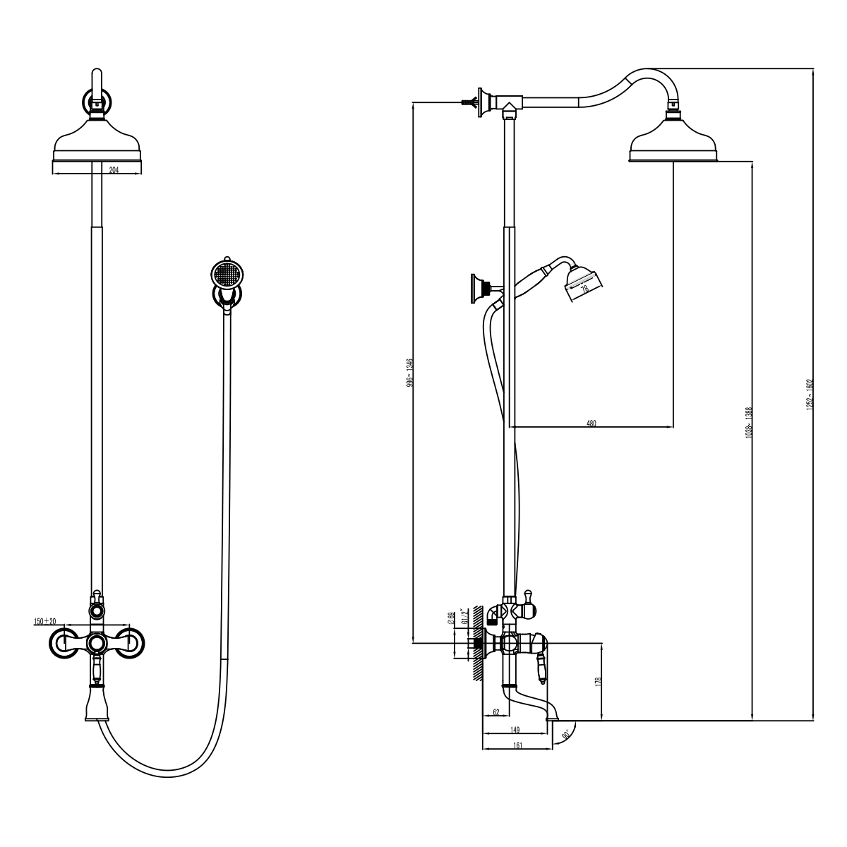 Смеситель Lemark Villa LM4862C для ванны и душа, хром