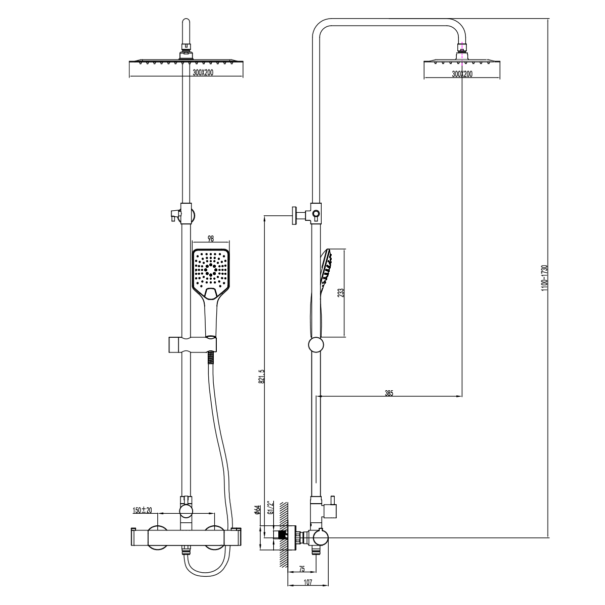 Смеситель Lemark Yeti LM7860C для душа, термостатический, хром