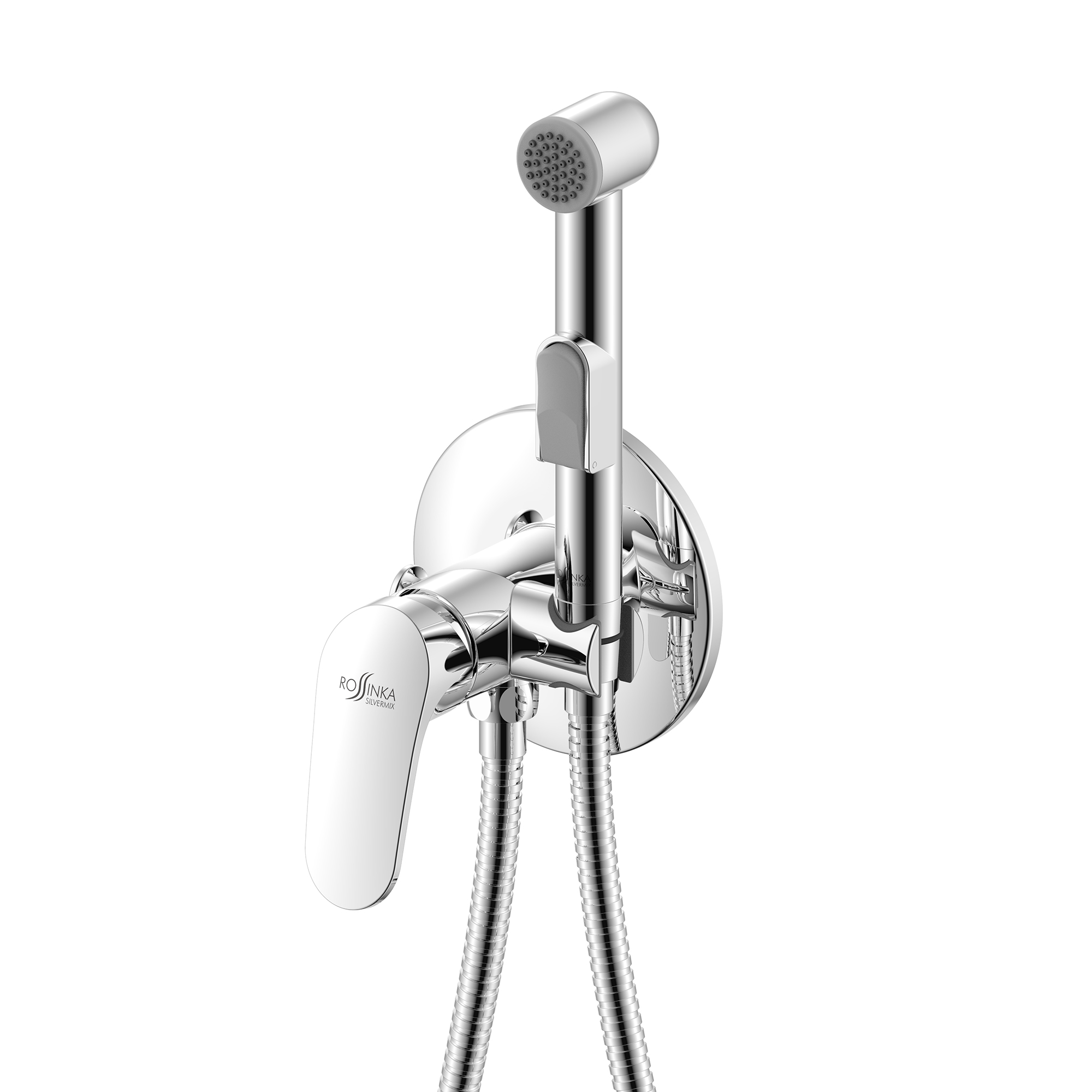 Смеситель Rossinka RS45-51 с гигиеническим душем, встраиваемый, хром
