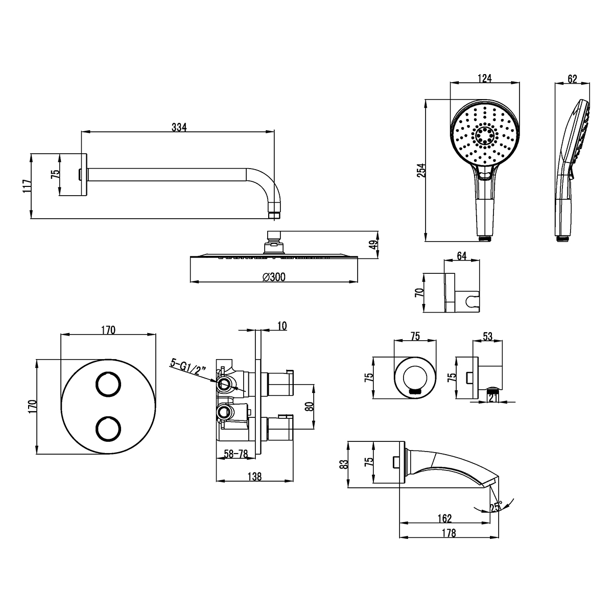 Смеситель Lemark Yeti LM7822C  для ванны и душа, термостатический, встраиваемый, хром