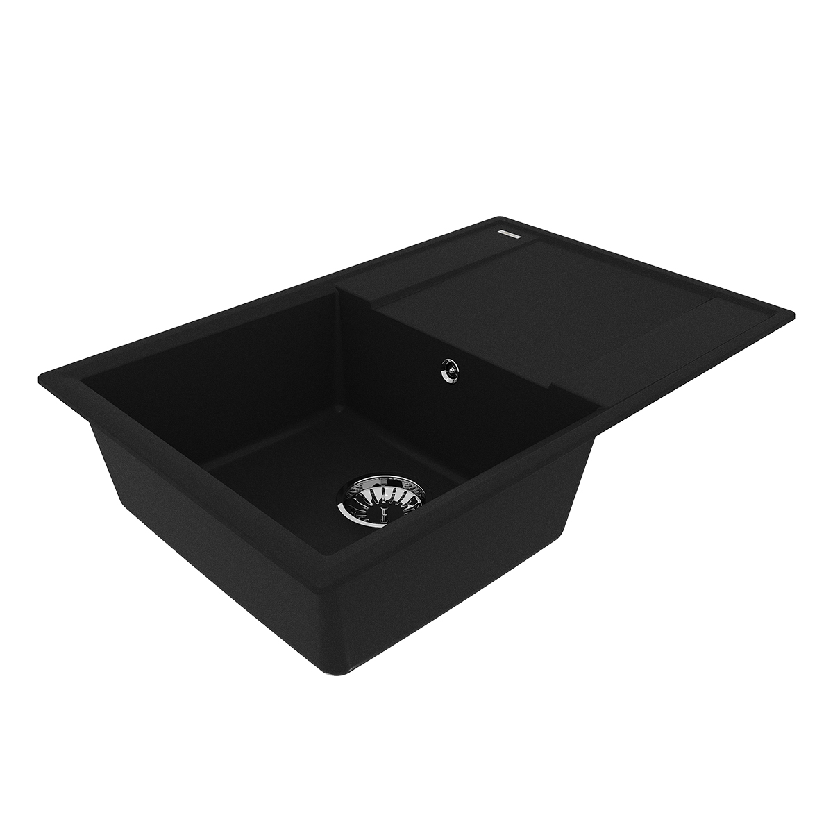 Мойка кухонная Lemark IMANDRA 760 врезная прямоугольная с крылом из кварцгранита, антрацит 