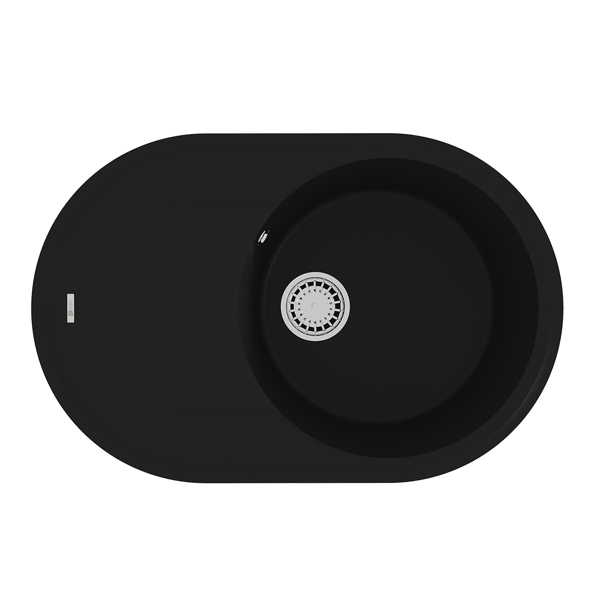 Мойка кухонная Lemark LACHA 760 врезная овальная с крылом из кварцгранита, антрацит 