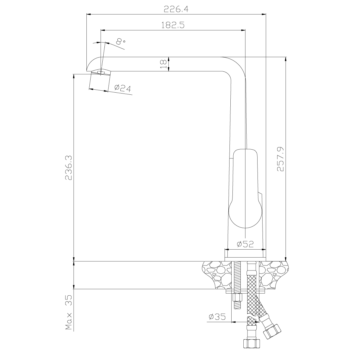 Смеситель Rossinka W35-23 для кухни, хром/белый