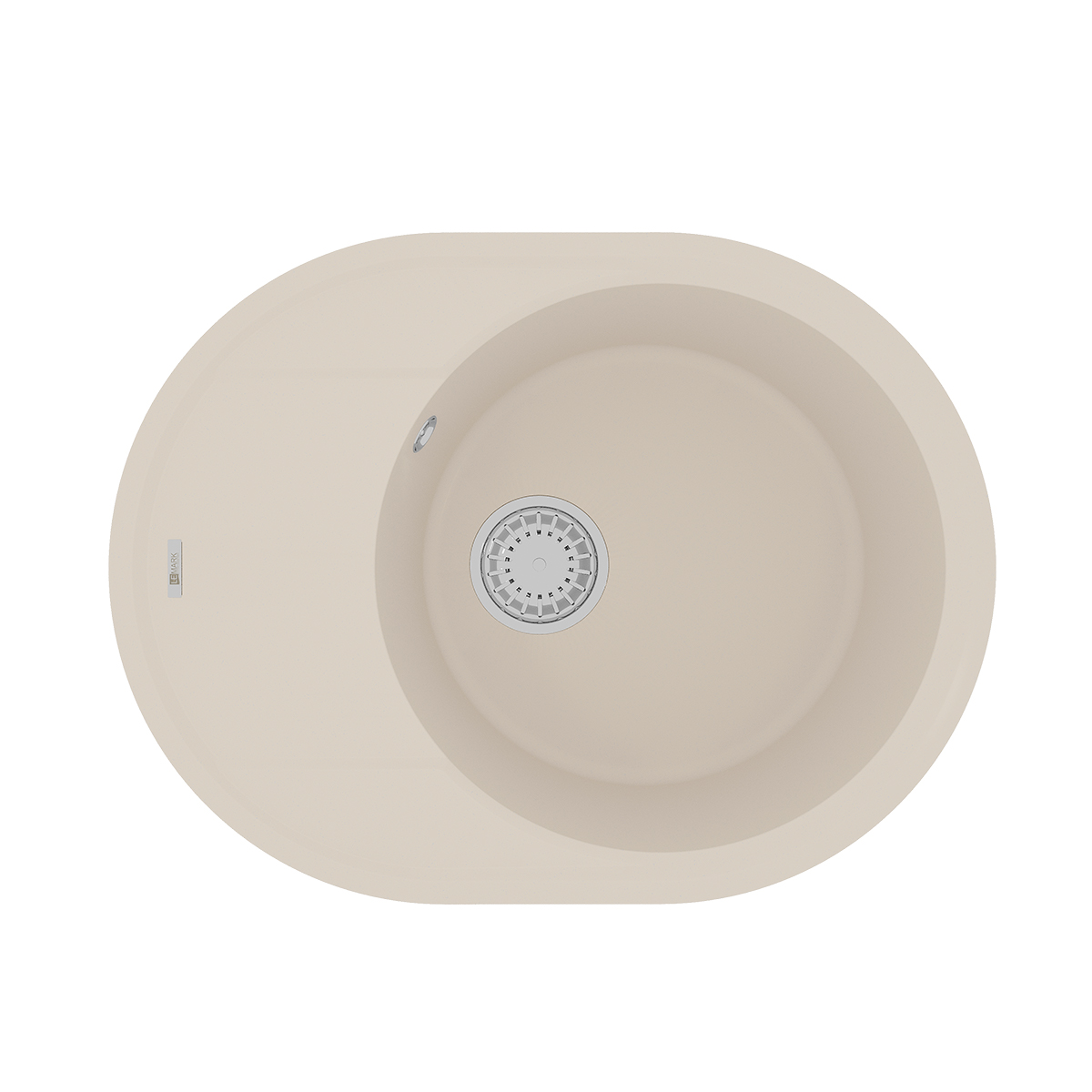 Мойка кухонная Lemark LACHA 620 врезная овальная с крылом из кварцгранита, шампань 