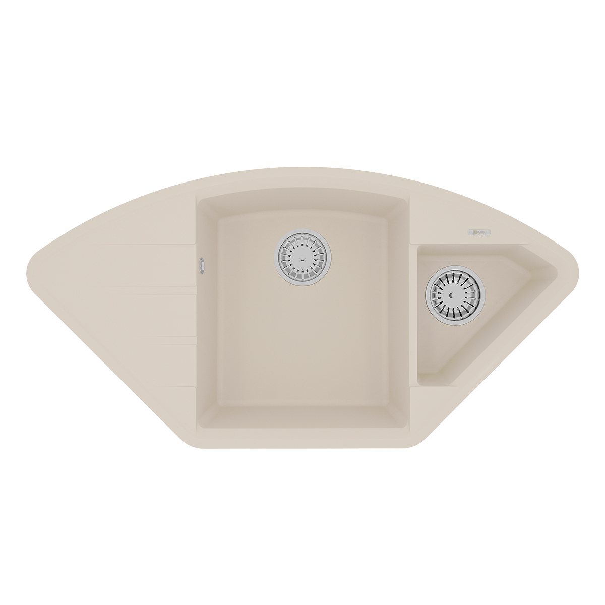 Мойка кухонная Lemark IRKANA 980 врезная угловая с доп. чашей и крылом из кварцгранита, шампань 