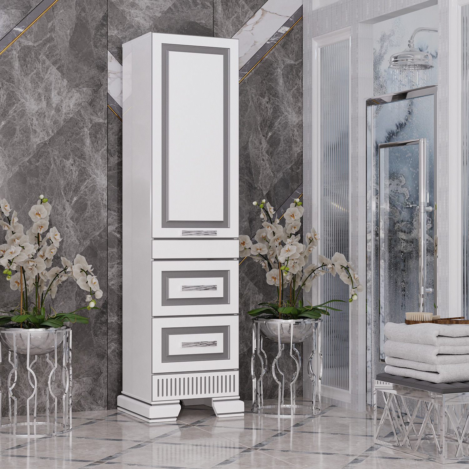 Коллекция Оникс белый - серебро