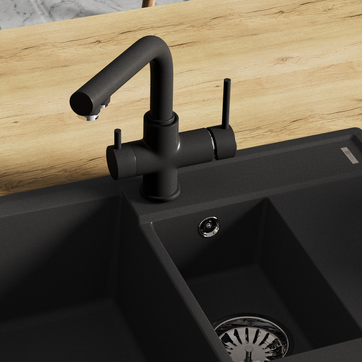 Смеситель Lemark COMFORT LM3061PAN для кухни с подключением к фильтру питьевой воды, антрацит