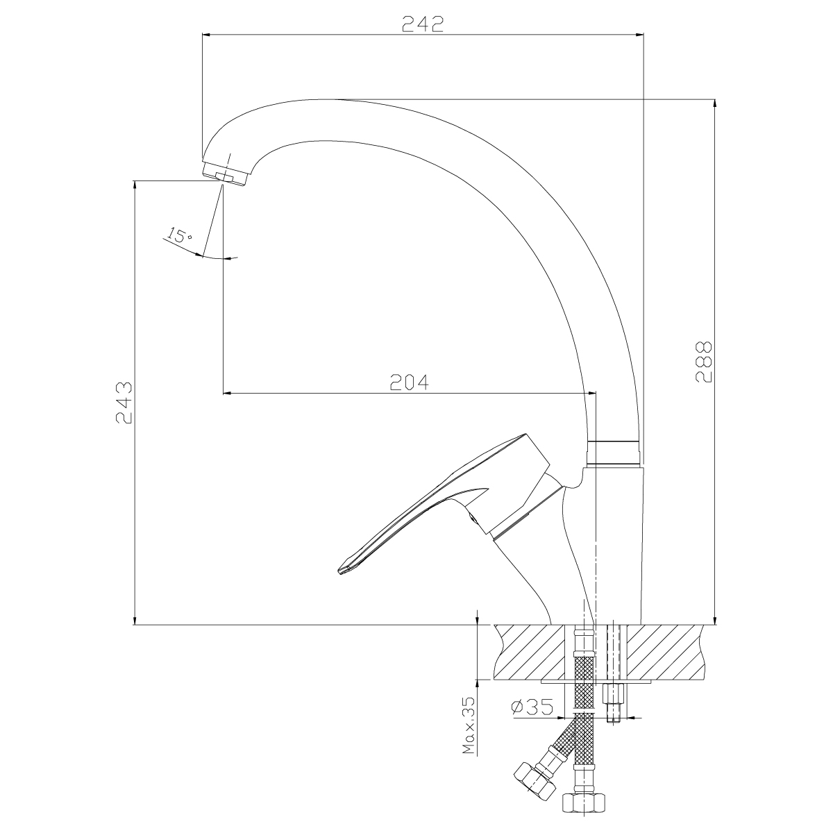 Смеситель Rossinka T40-23 для кухни, хром