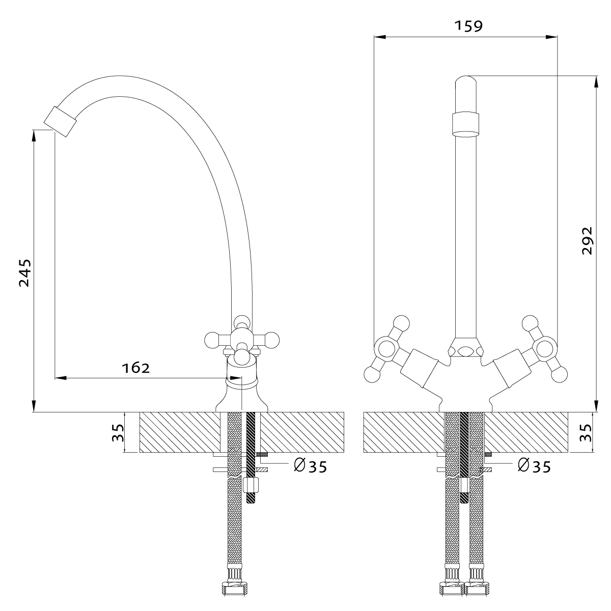 Смеситель Rossinka G02-71 для кухни, хром