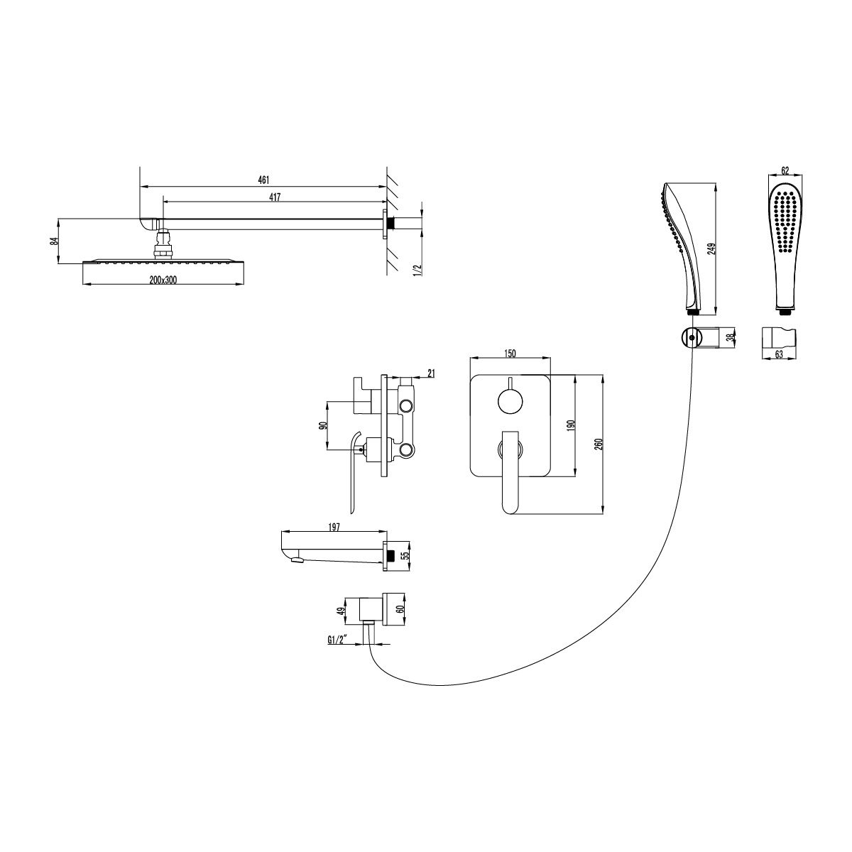 Смеситель Lemark Melange LM4922CW для ванны и душа, встраиваемый, хром/белый