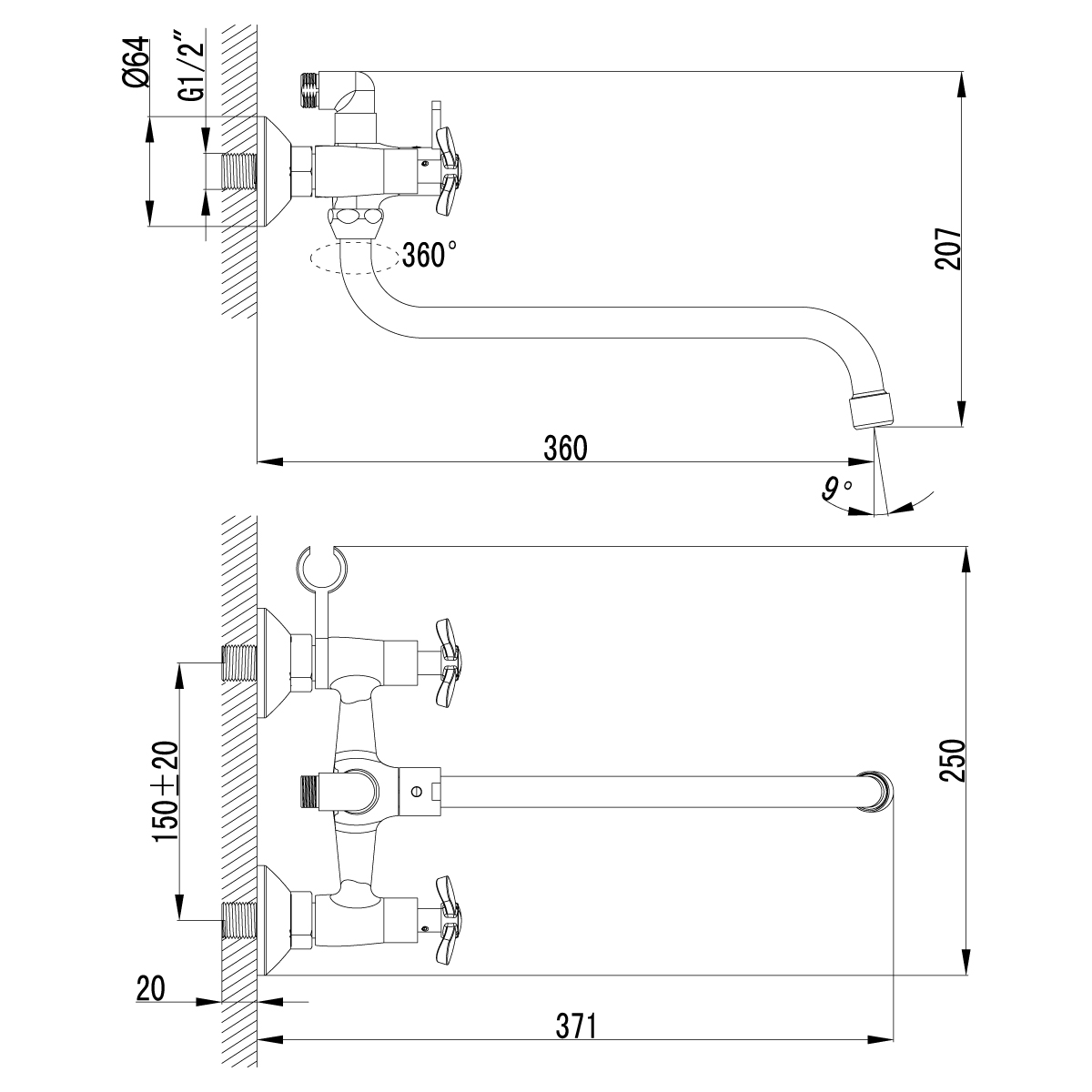 Смеситель Lemark Partner LM6541C универсальный, хром