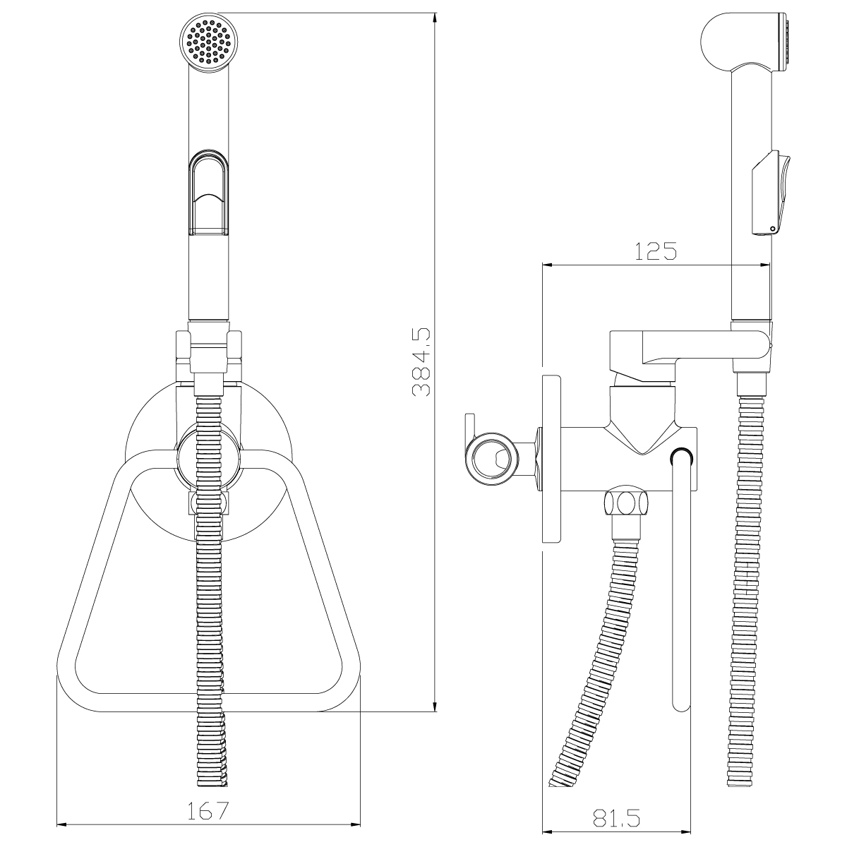 Смеситель Rossinka X25-55 с гигиеническим душем встраиваемый, хром