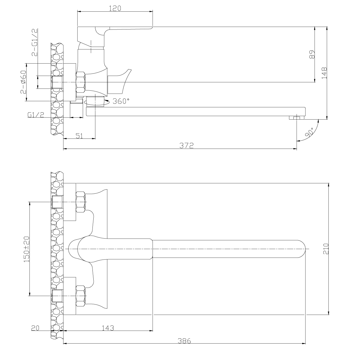 Смеситель Rossinka RS35-32PC для ванны универсальный, хром/перламутр