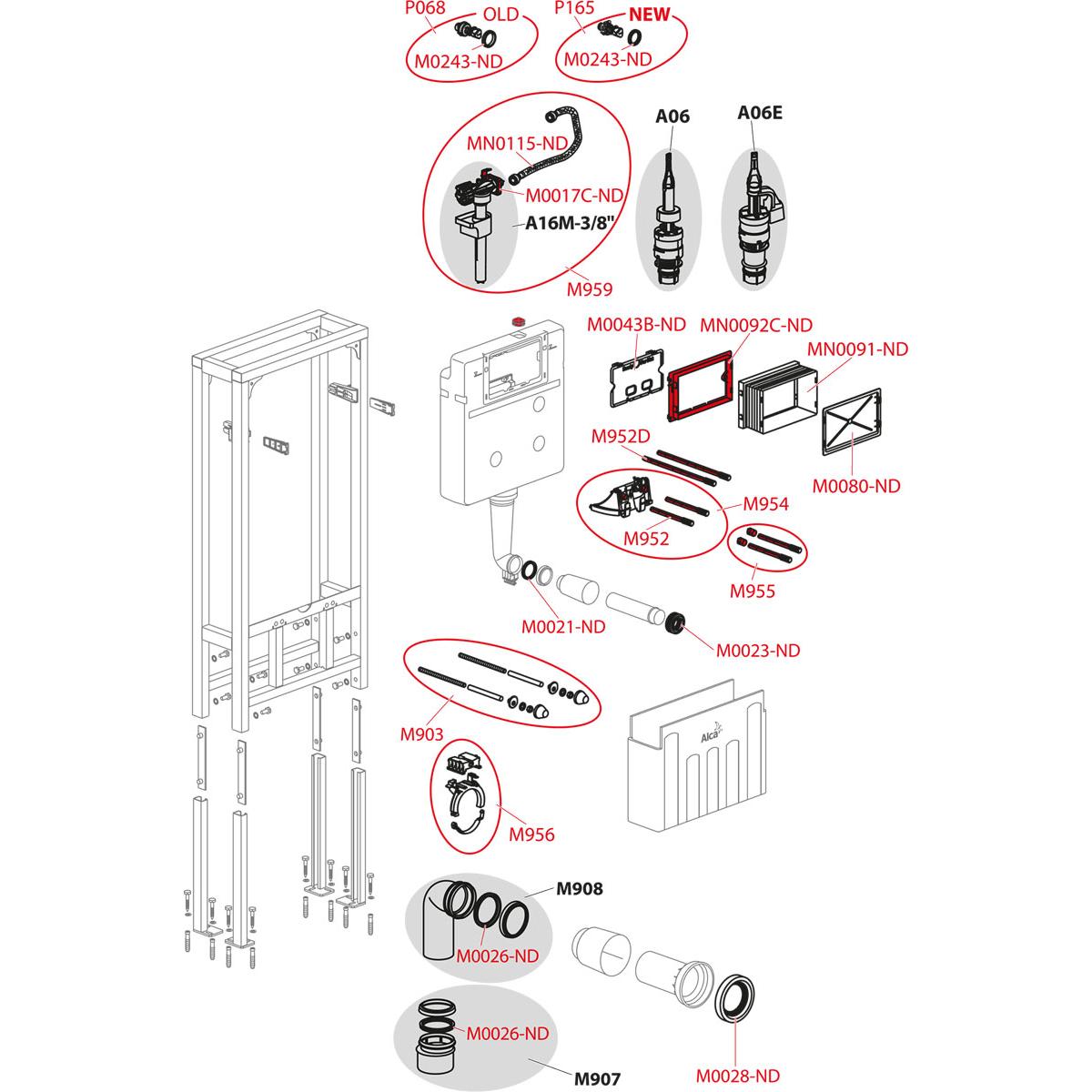 Скрытая система инсталляции AlcaPlast AM116/1120 для сухой установки (в пространство)