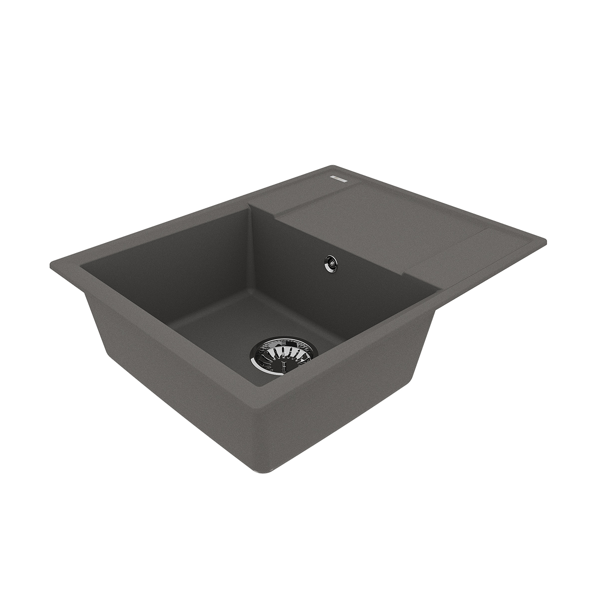 Мойка кухонная Lemark IMANDRA 640 врезная прямоугольная с крылом из кварцгранита, серый шёлк