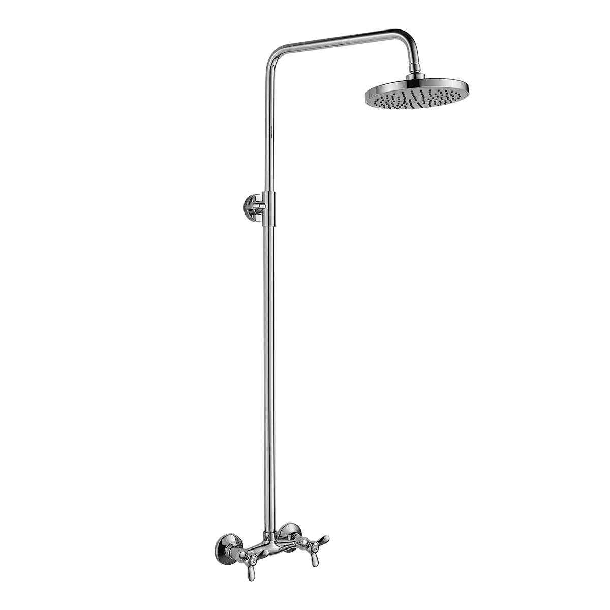 Смеситель Rossinka Q02-44 для душа с регулируемой высотой штанги и лейкой "Тропический дождь", хром