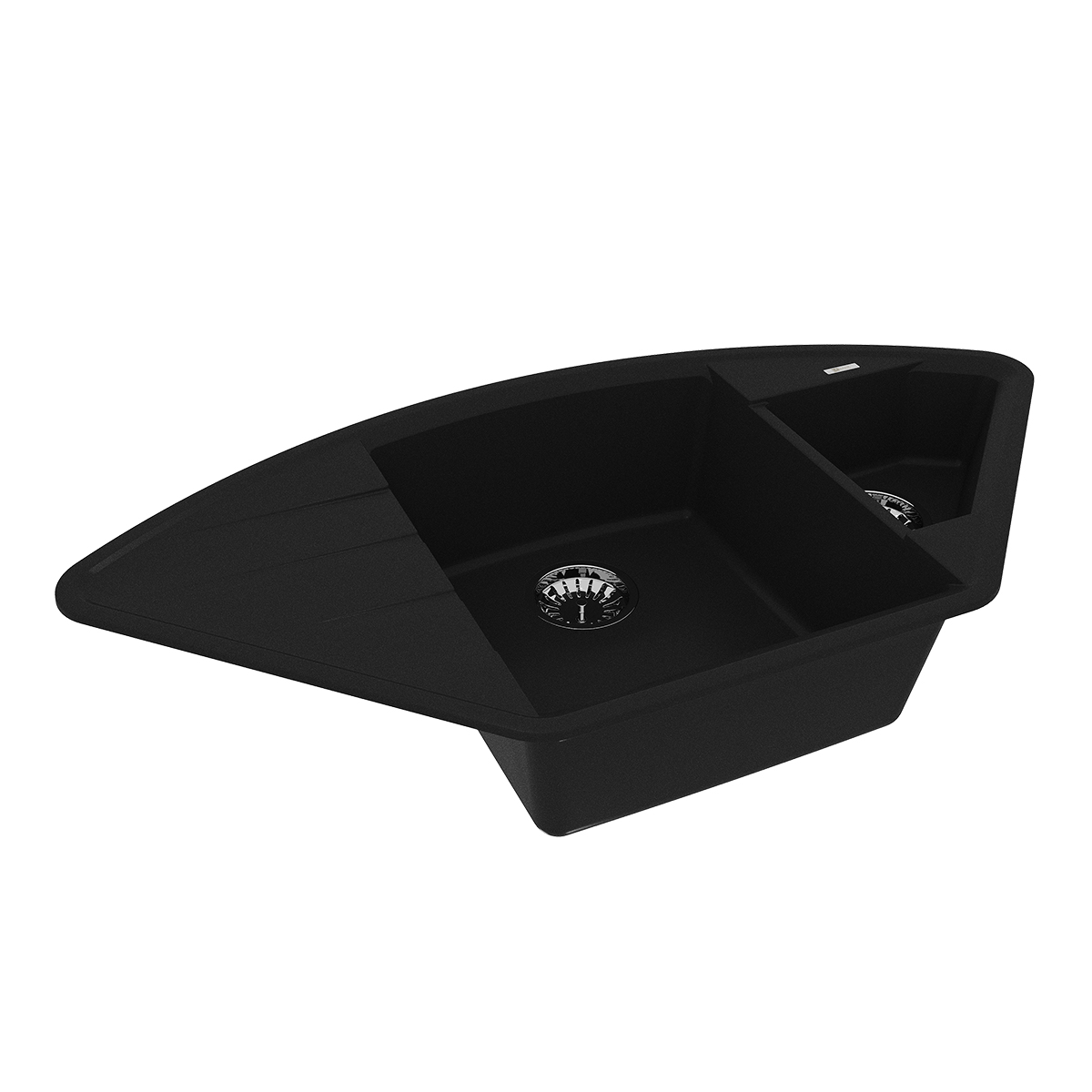 Мойка кухонная Lemark IRKANA 980 врезная угловая с доп. чашей и крылом из кварцгранита, антрацит 