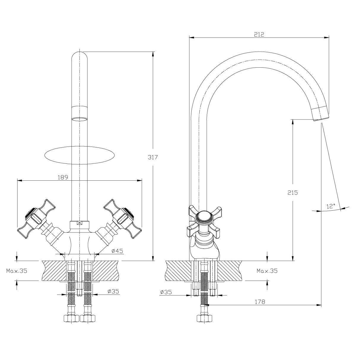 Смеситель Rossinka Z02-71 для кухни, хром