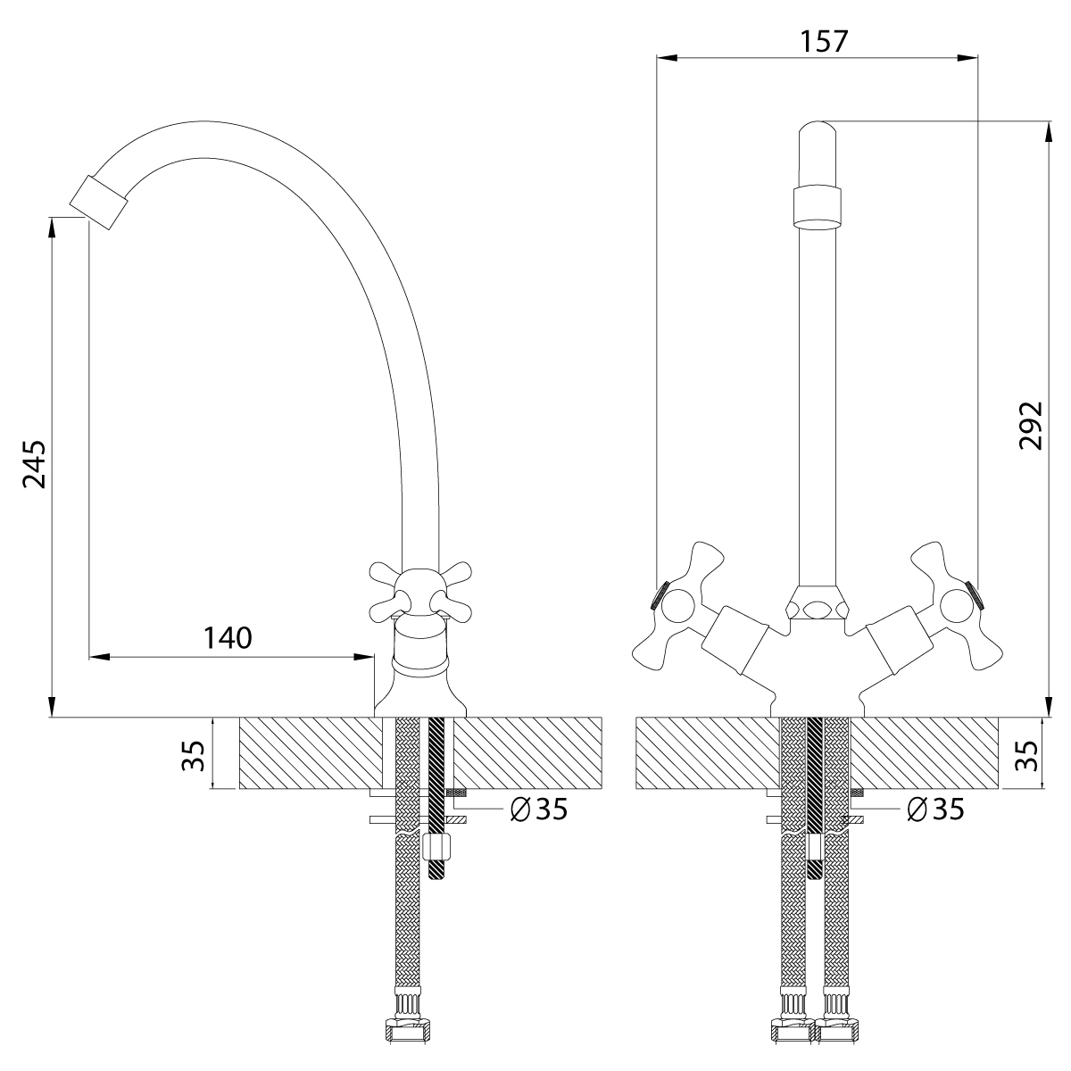 Смеситель Rossinka H02-71 для кухни, хром