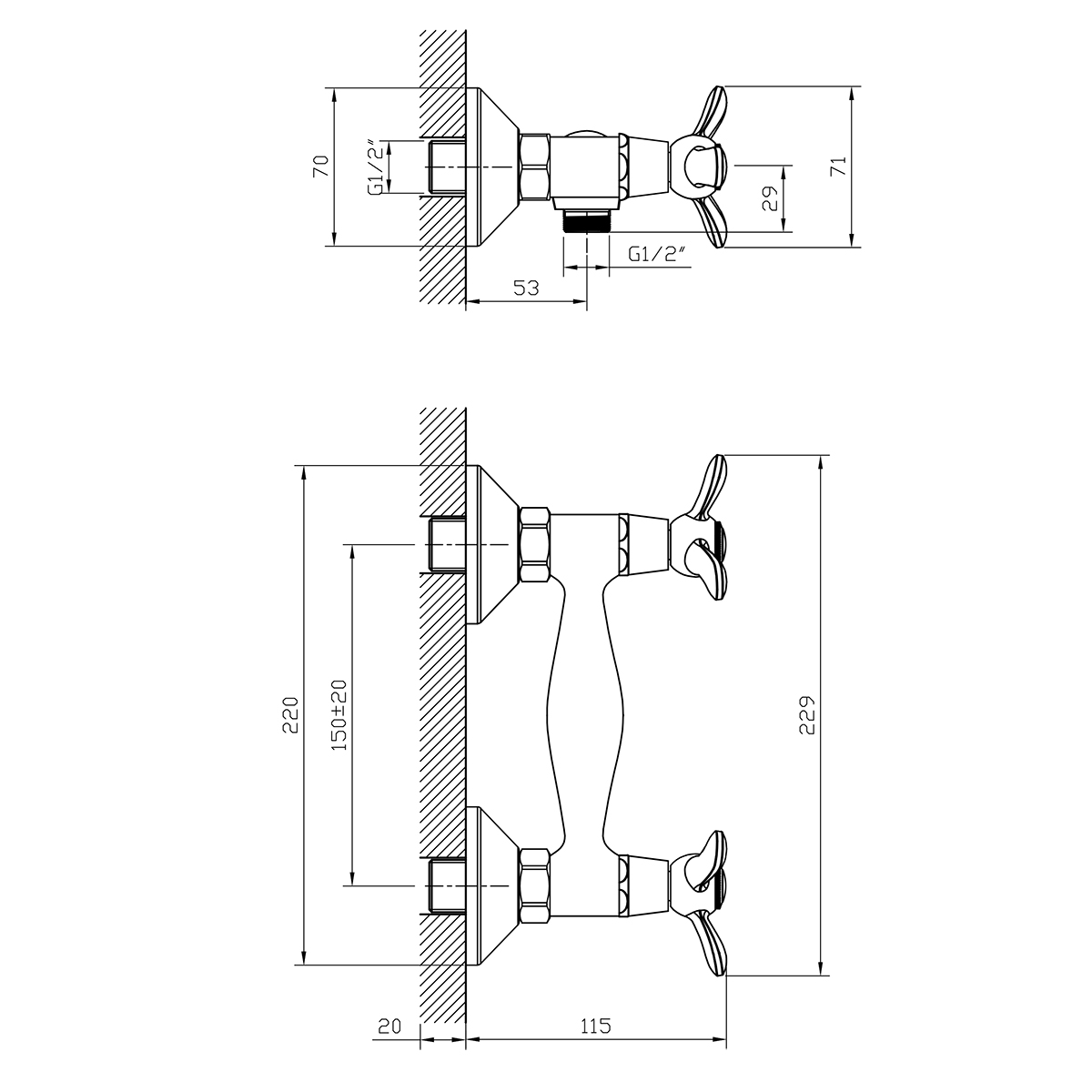 Смеситель Rossinka Q02-41 для душа, хром