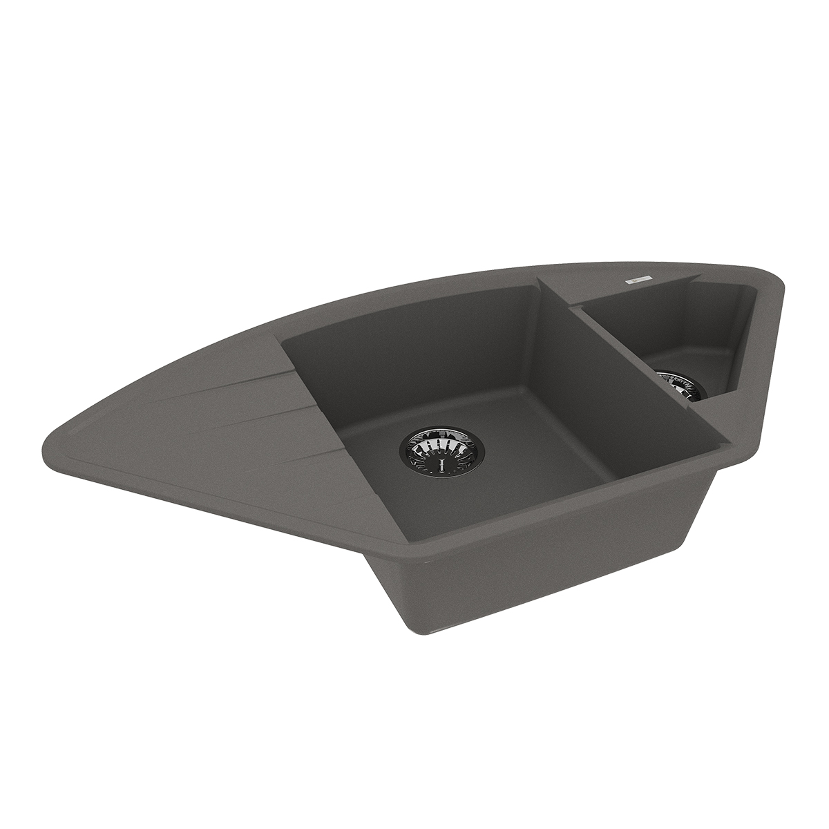 Мойка кухонная Lemark IRKANA 980 врезная угловая с доп. чашей и крылом из кварцгранита, серый шёлк