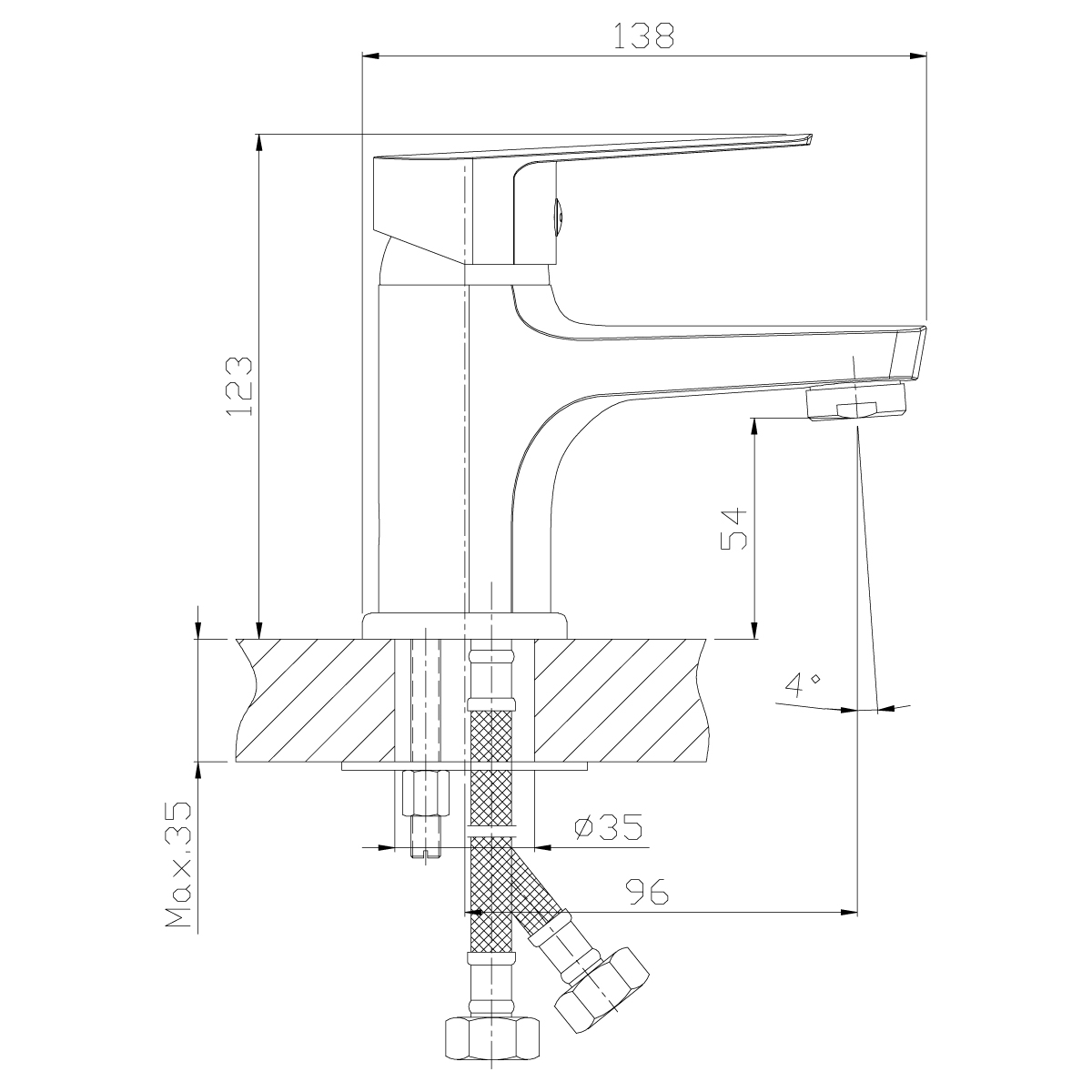 Смеситель Rossinka S35-11 для раковины, хром