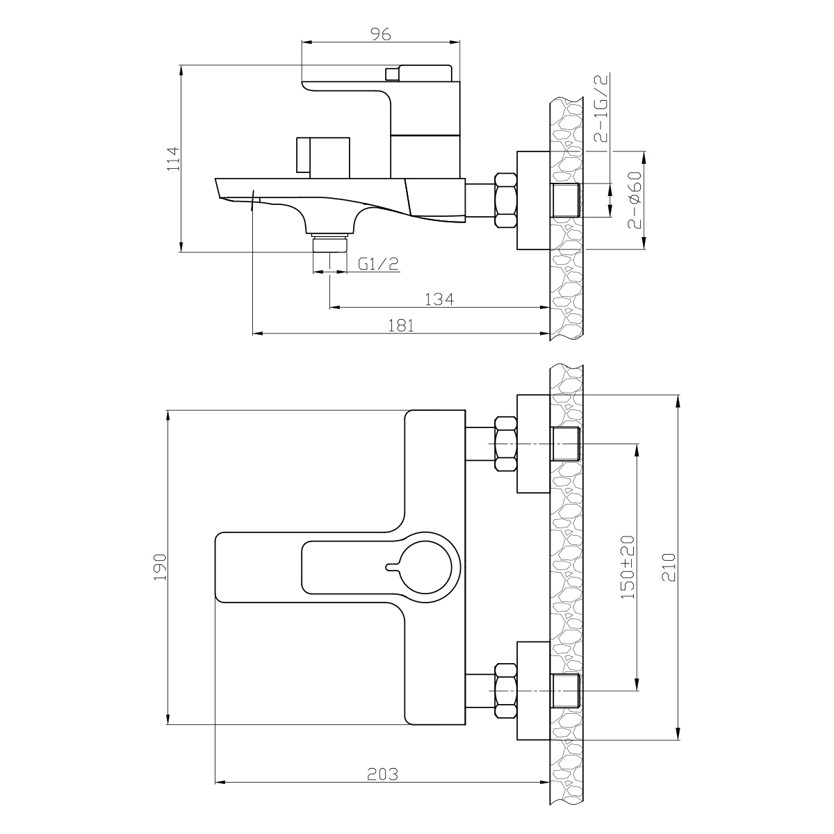 Смеситель термостатический Rossinka RS50-31 для ванны, хром