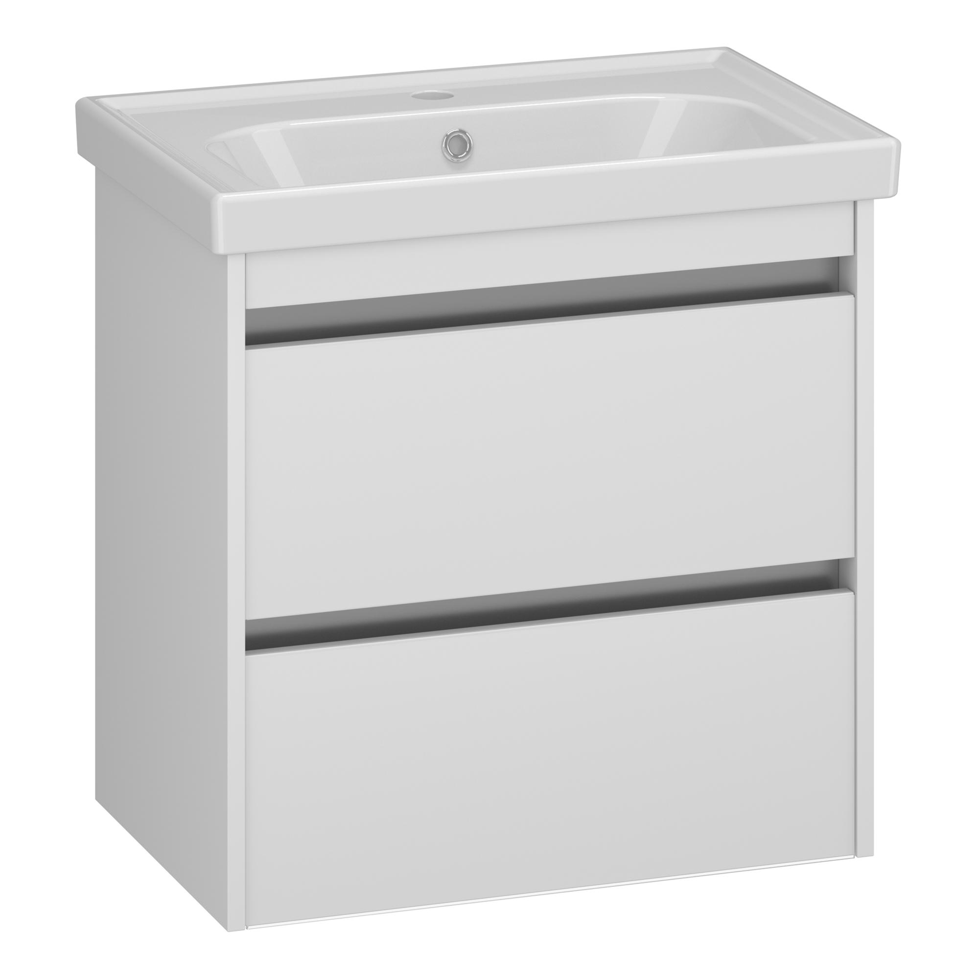 Тумба OPADIRIS Фреш 60, белый/белое стекло, вар. 2 (под раковину CeraStyle FRAME 60)