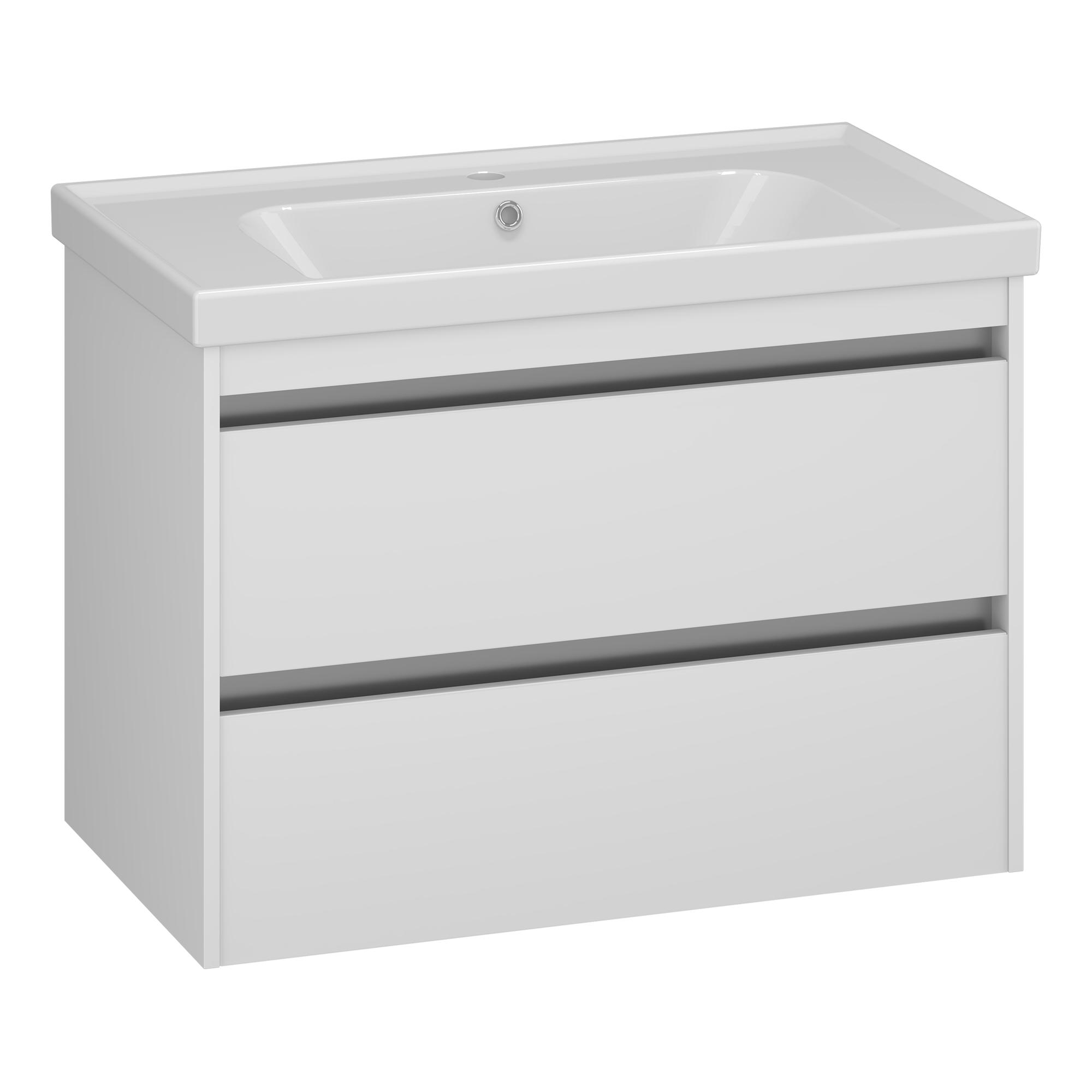 Тумба OPADIRIS Фреш 80, белый/белое стекло, вар. 2 (под раковину CeraStyle FRAME 80)