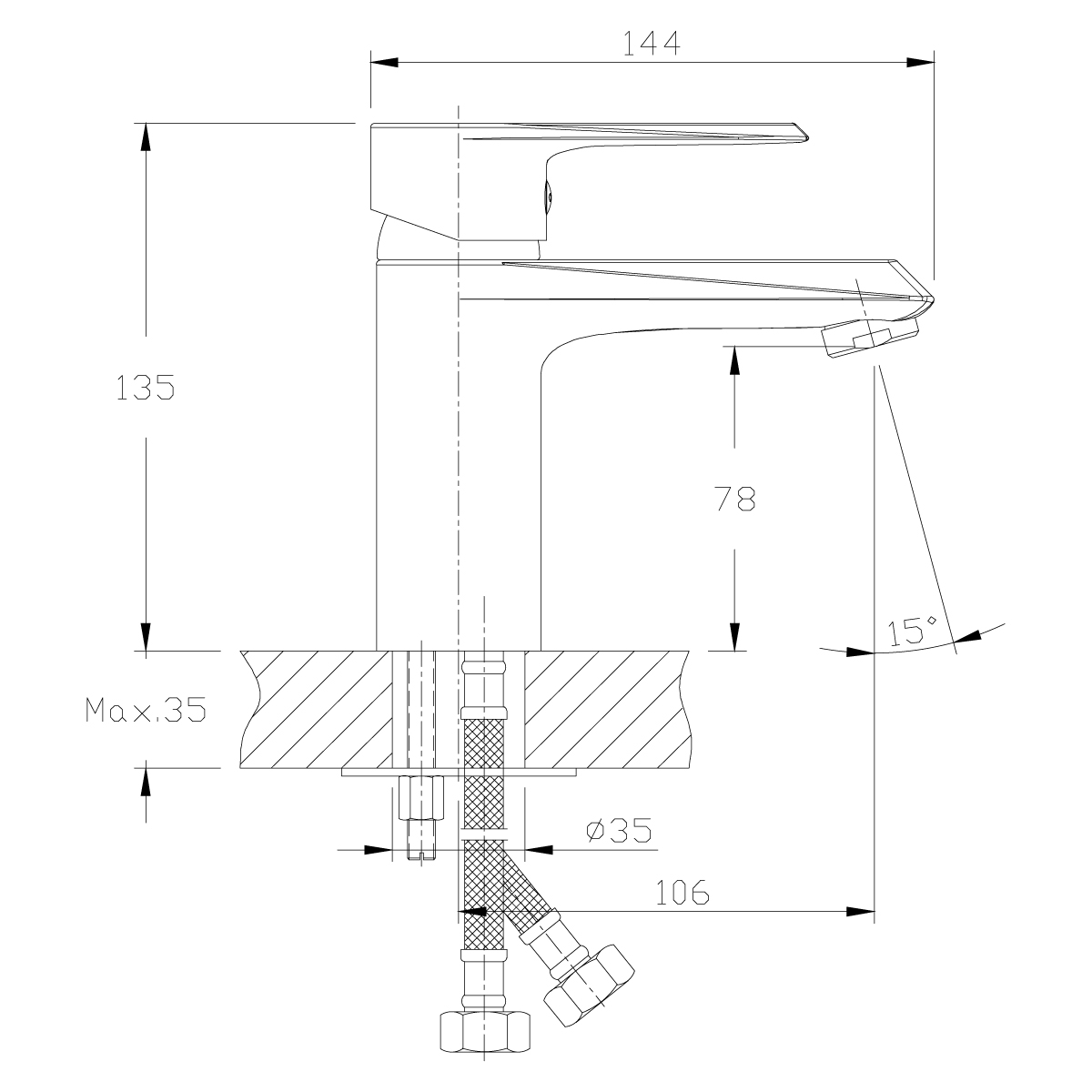 Смеситель Rossinka RS28-11 для раковины, хром