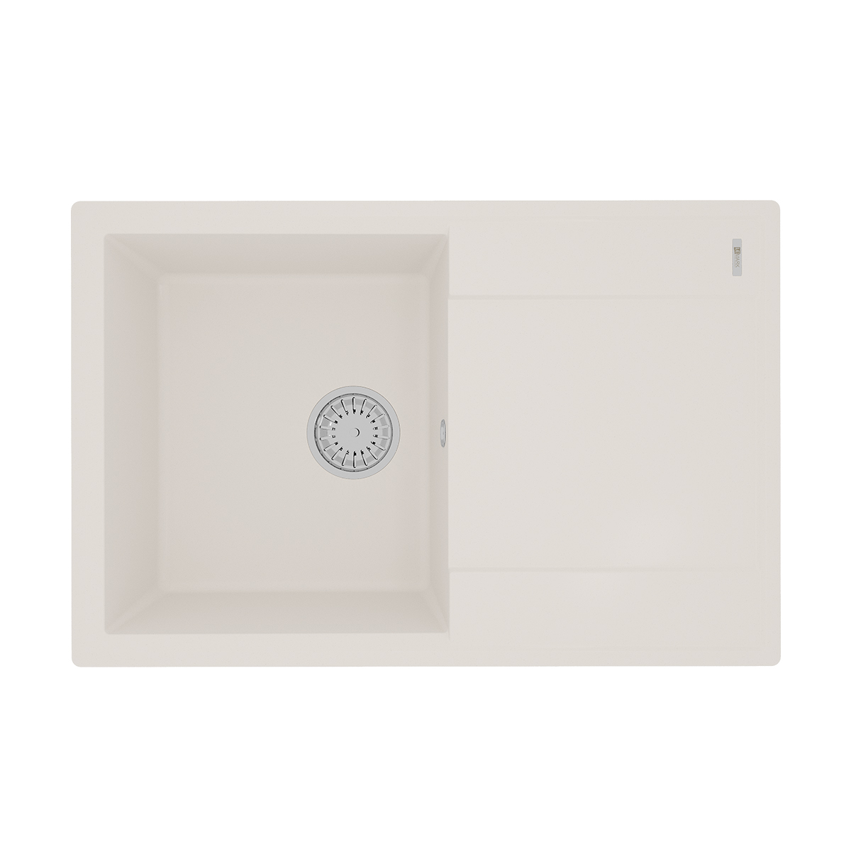 Мойка кухонная Lemark IMANDRA 760 врезная прямоугольная с крылом из кварцгранита, жасмин 