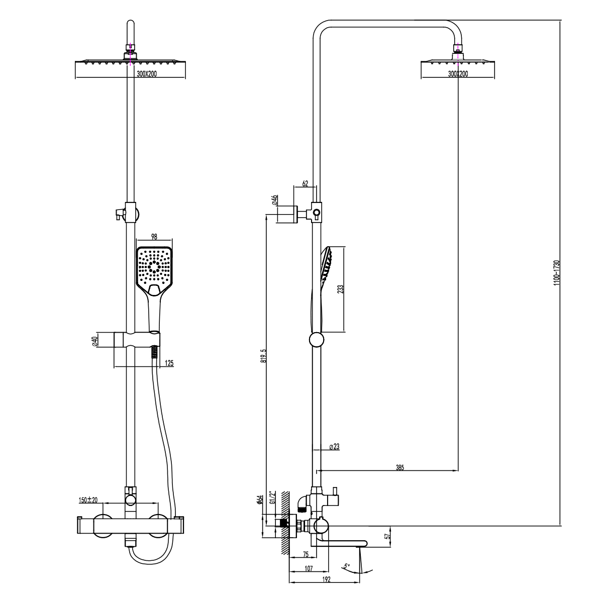 Смеситель Lemark Yeti LM7862C для ванны и душа, термостатический, хром