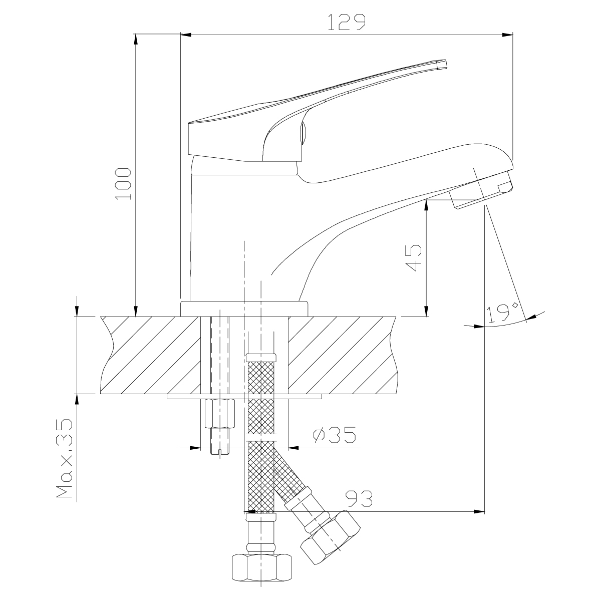 Смеситель Rossinka B35-11 для раковины, хром