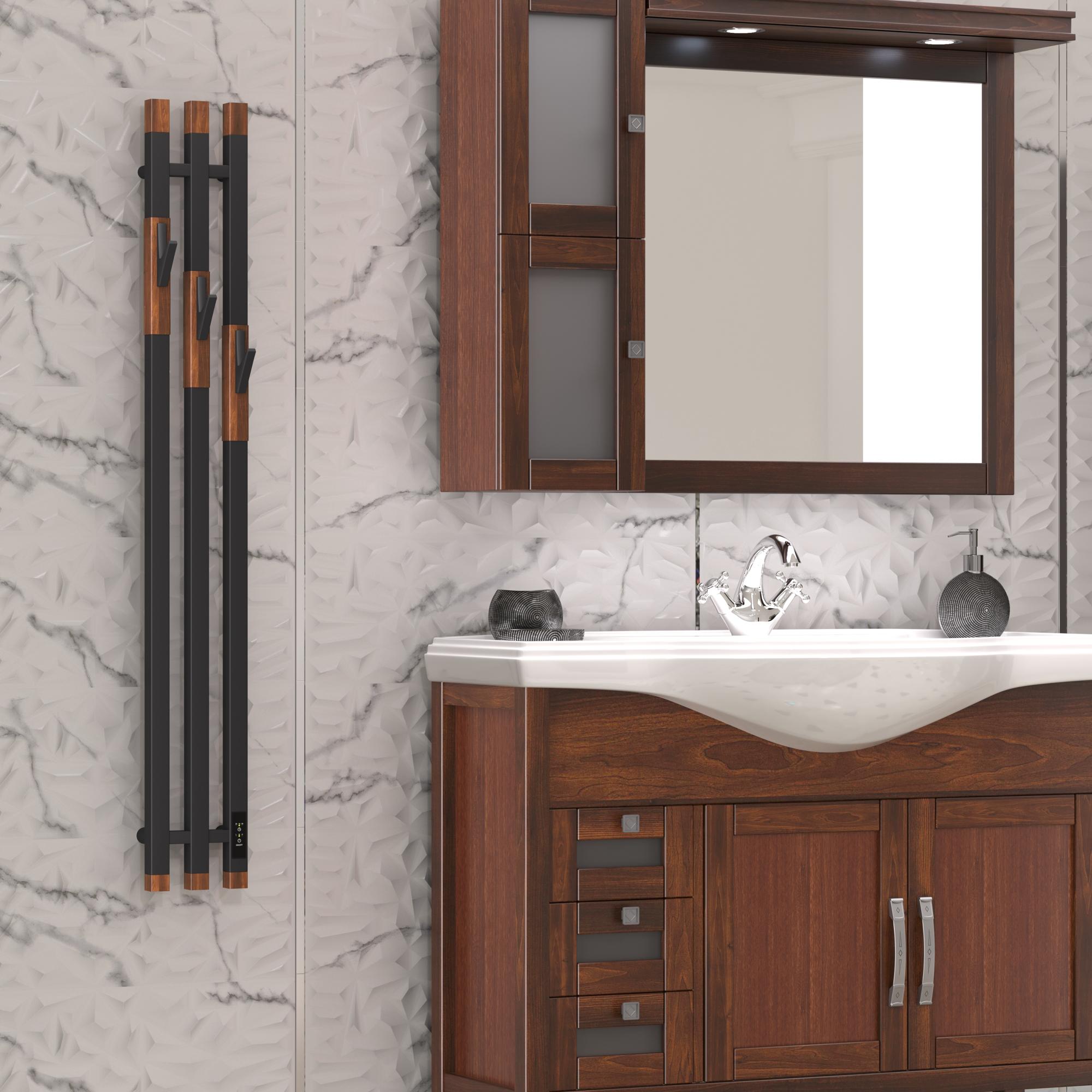 Полотенцесушитель электрический OPADIRIS Мираж OS83322BN накладные крючки, черн.матов./светлый орех