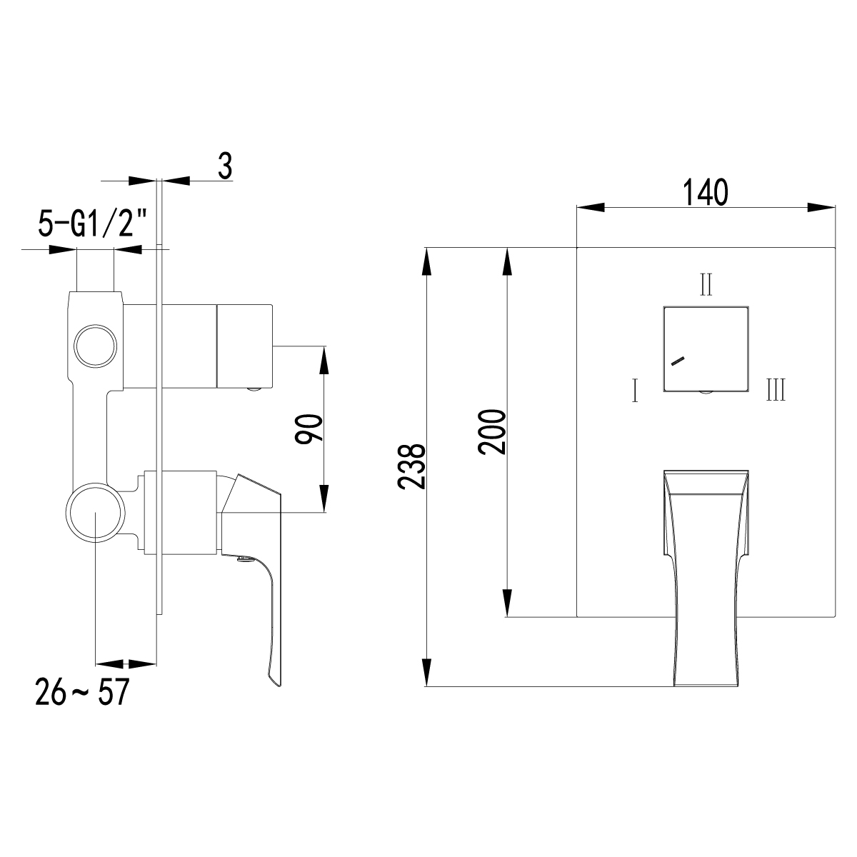 Смеситель Lemark Unit LM4528C для ванны и душа, встраиваемый, хром