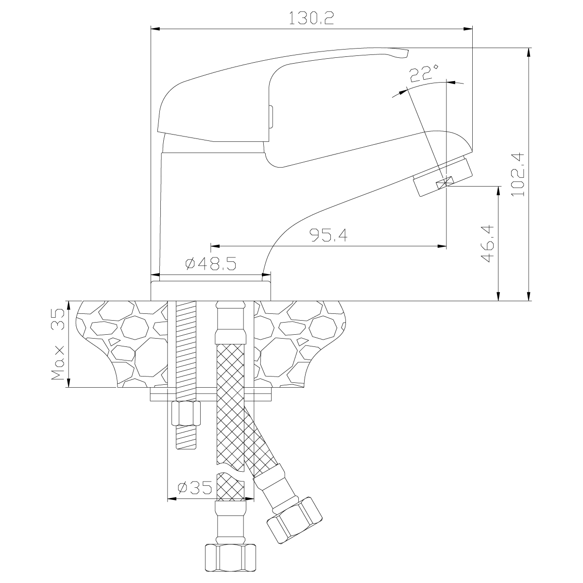 Смеситель Rossinka Y35-11 для раковины, хром