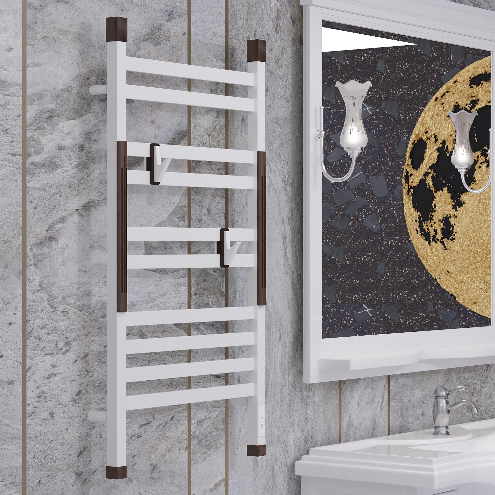 Полотенцесушитель электрический OPADIRIS Риспекто OS39359WA 2 крючка, белый матовый/антикварный орех