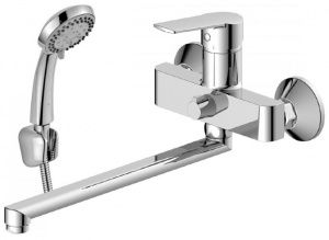 Смеситель DECOROOM DR22043 одноручный для ванны универсальный с поворотным изливом 300 мм, хром