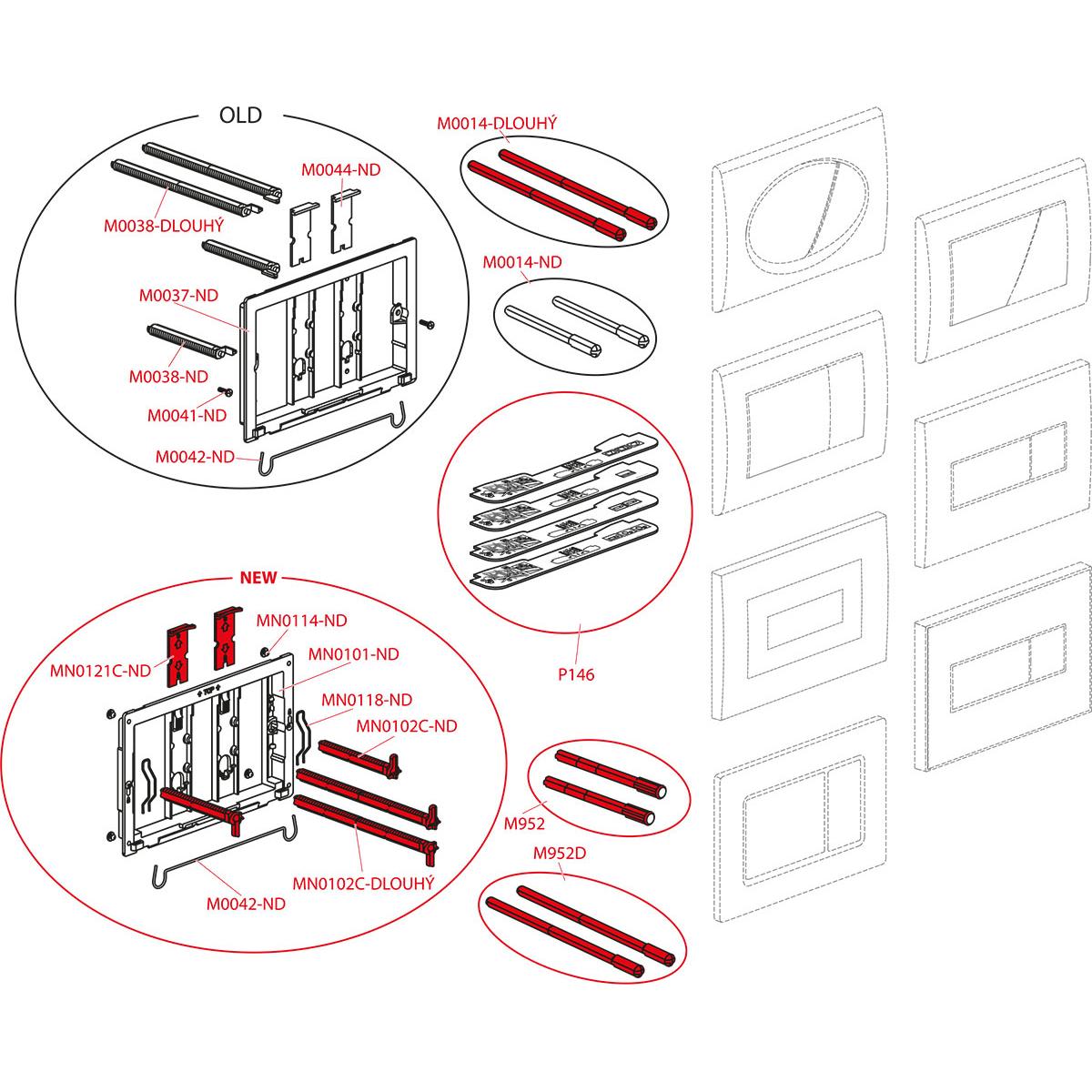 Кнопка управления AlcaPlast M271 для скрытых систем инсталляции, xром-глянец