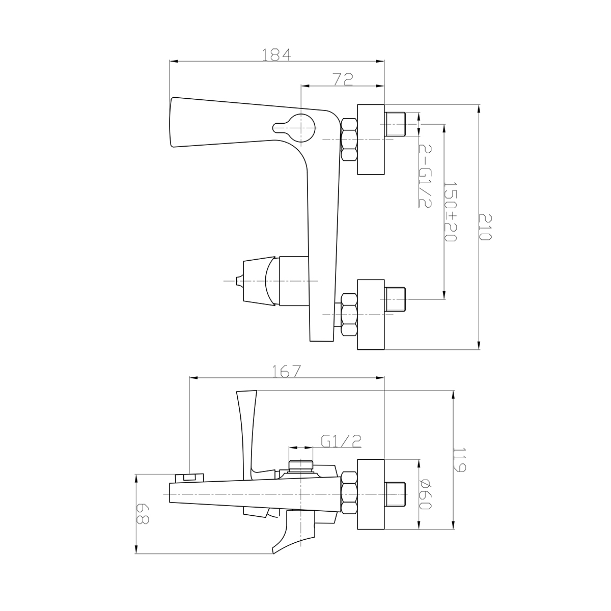 Смеситель Rossinka RS34-31 для ванны, хром