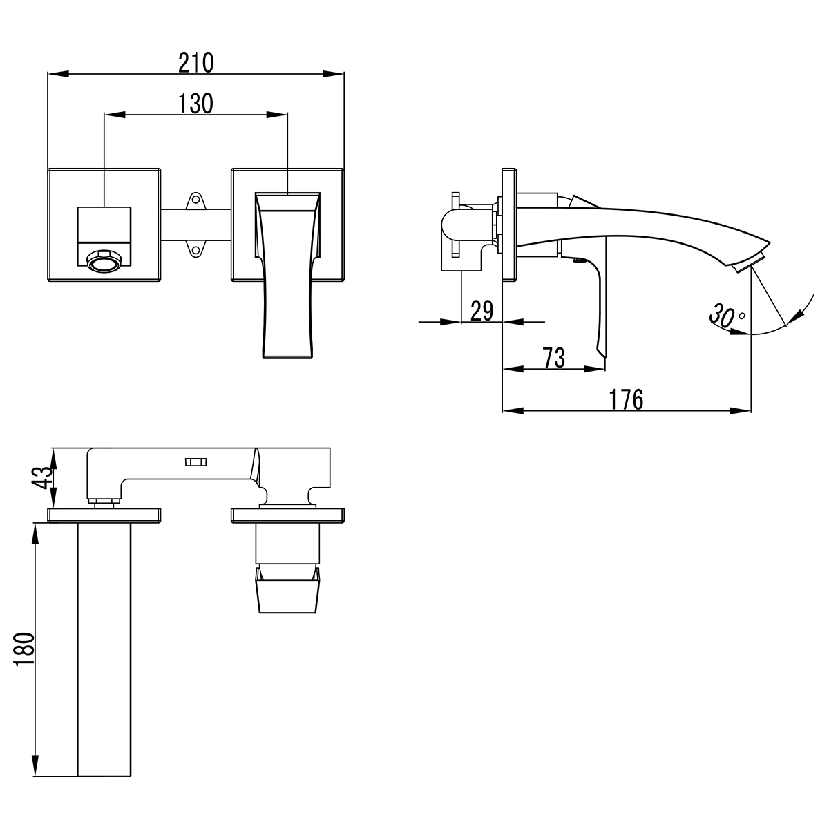 Смеситель Lemark Unit LM4526C для раковины, встраиваемый, хром