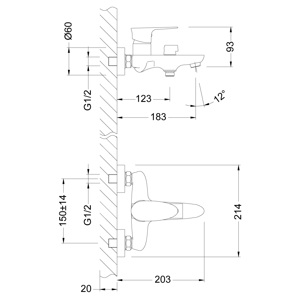 Смеситель Lemark Nero LM0214C для ванны, хром