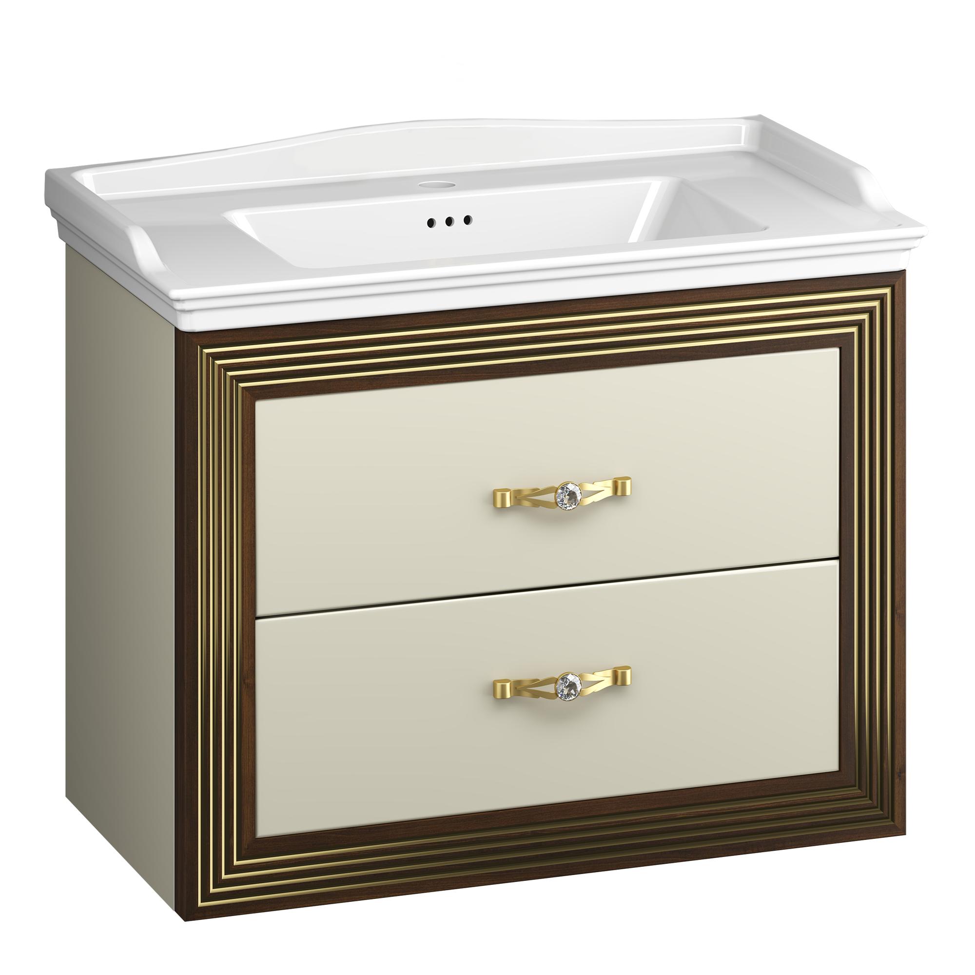 Тумба OPADIRIS Карат 80, бежевый глянец с патиной-золото (под раковину CeraStyle Kapadokya 80)