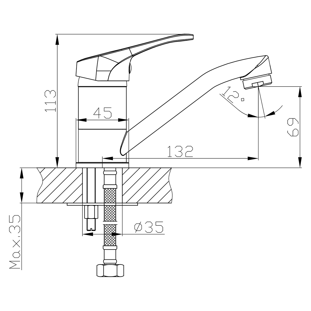 Смеситель Rossinka B35-22 для раковины, хром