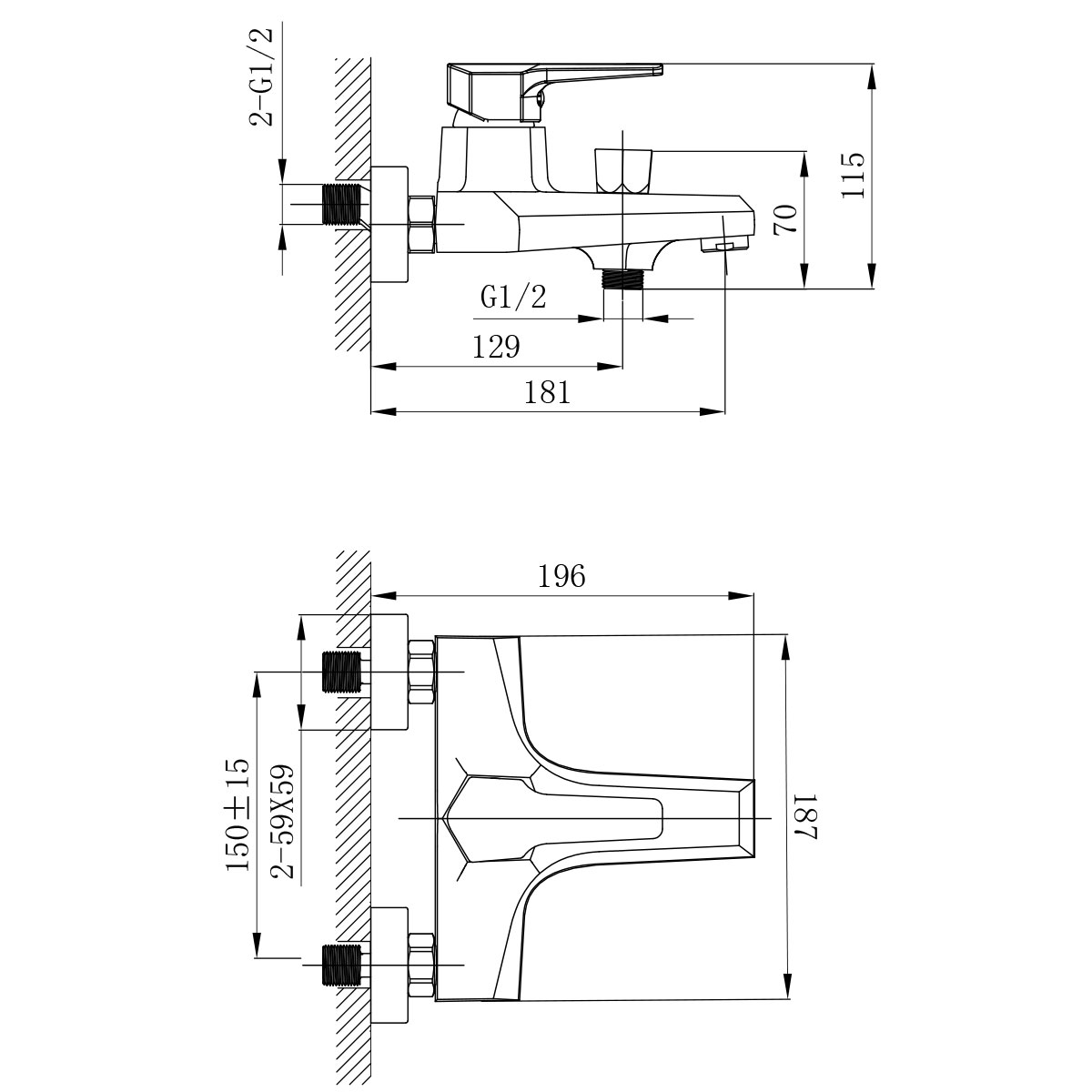 Смеситель Rossinka RS44-30 для ванны, хром