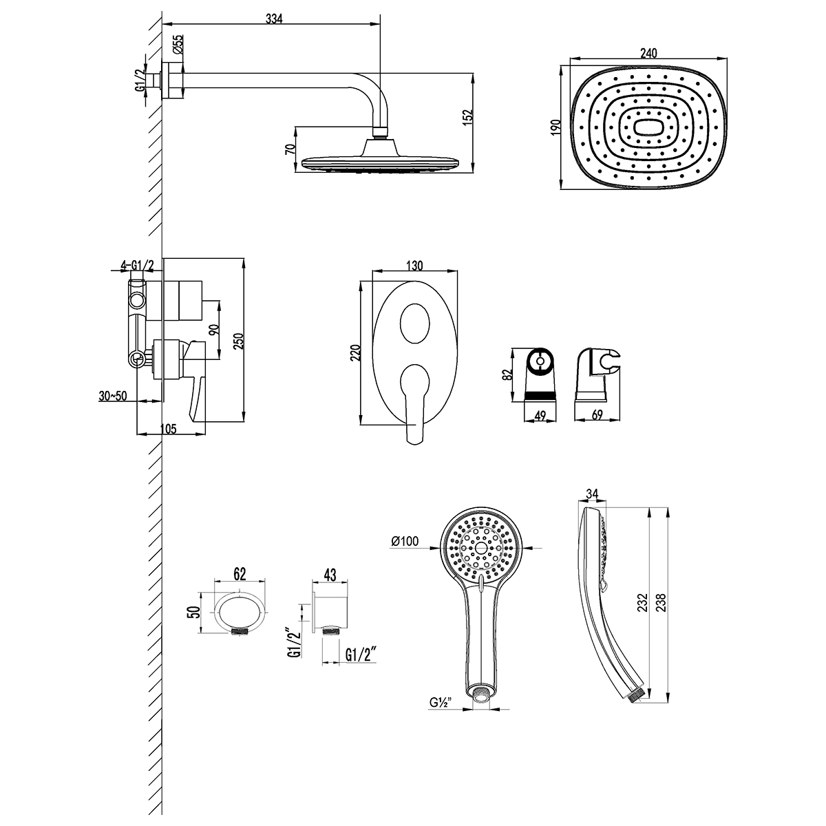 Смеситель Lemark Atlantiss LM3229C для душа, встраиваемый, хром
