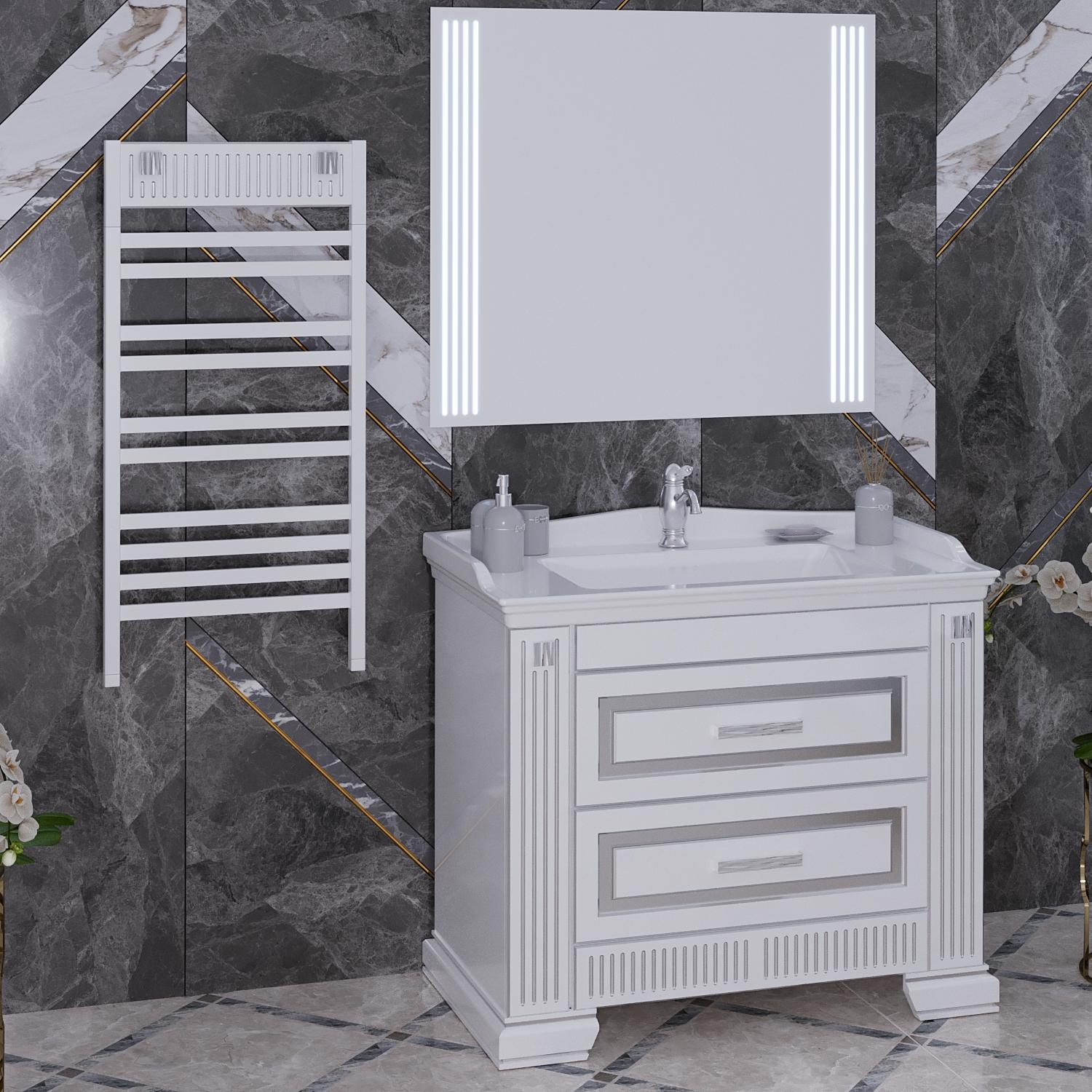 Полотенцесушитель электрический OPADIRIS Оникс OS70351WS белый матовый/белый, серебро