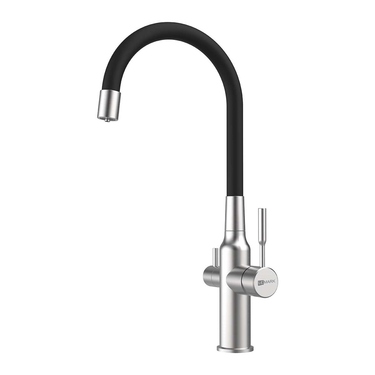 Смеситель Lemark Expert LM5083S-Black для кухни с подключением к фильтру, сталь/черный