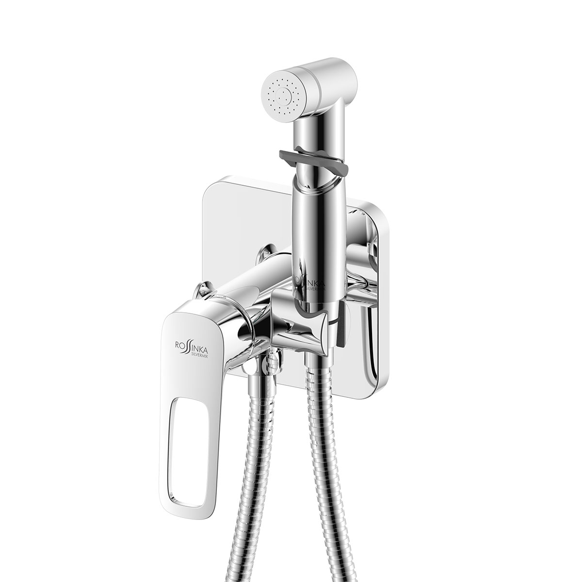 Смеситель Rossinka RS46-51 с гигиеническим душем, встраиваемый, хром