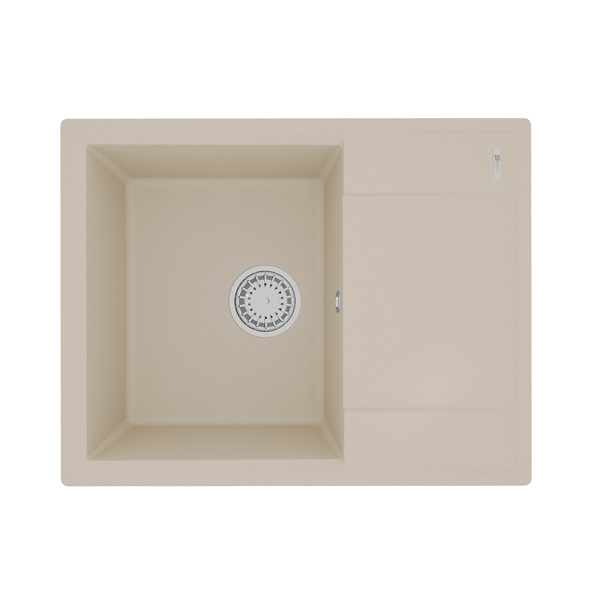 Мойка кухонная Lemark IMANDRA 640 врезная прямоугольная с крылом из кварцгранита, бежевый